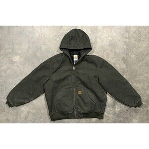 Vintage Carhartt Jacket J270 MOS Men’s XL Green Canvas Black Lined Hood